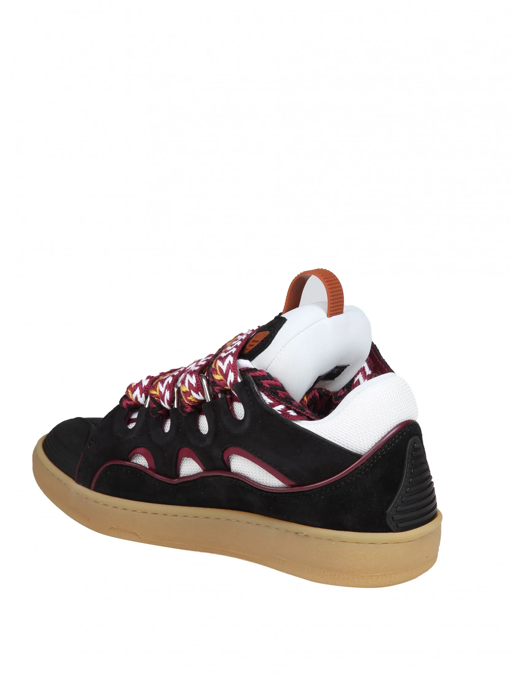 LANVIN CURB SNEAKERS IN WHITE AND BORDEAUX LEATHER AND SUEDE