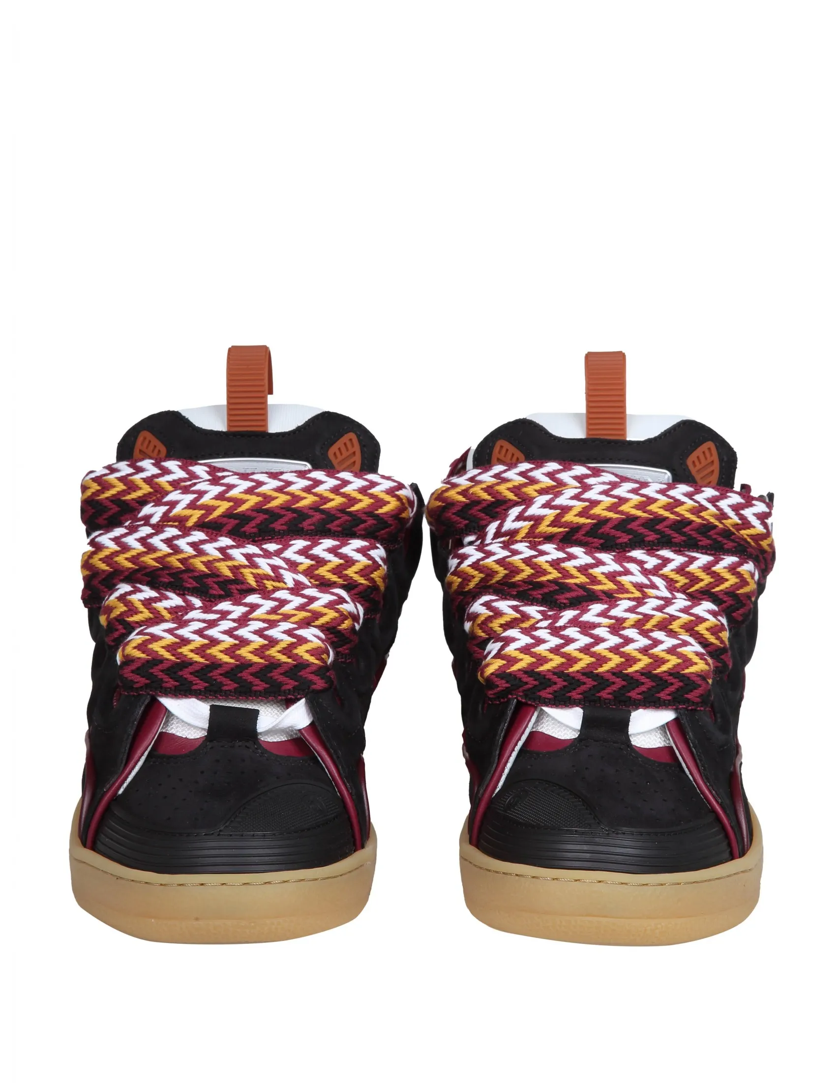 LANVIN CURB SNEAKERS IN WHITE AND BORDEAUX LEATHER AND SUEDE