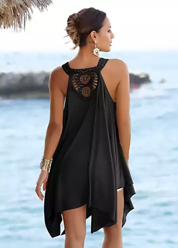 LASCANA Crochet Back Hanky Hem Jersey Tunic Dress | Grattan