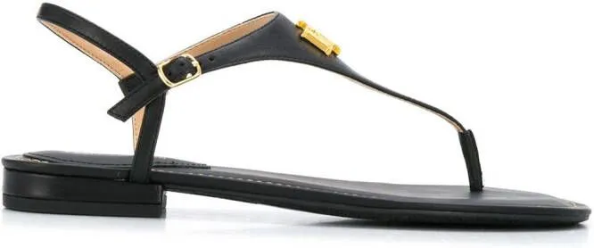 Lauren Ralph Lauren logo plaque flat sandals Black