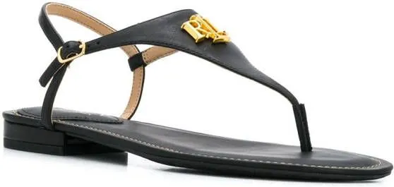 Lauren Ralph Lauren logo plaque flat sandals Black