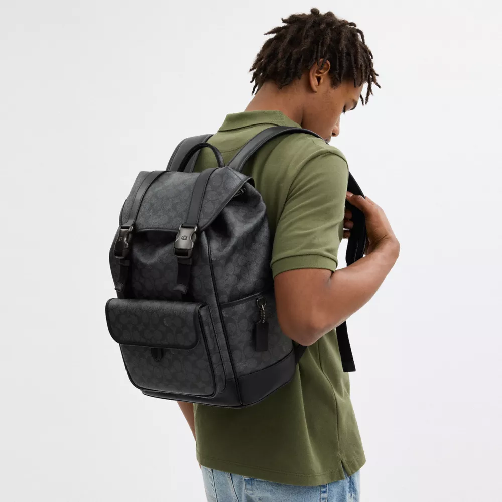 LEAGUE FLAP BACKPACK IN SIGNATURE CANVAS