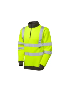 Leo Workwear - SS01 Brynsworthy Class 3 1/4 Zip Sweatshirt - Yellow- 2020ppe Size S