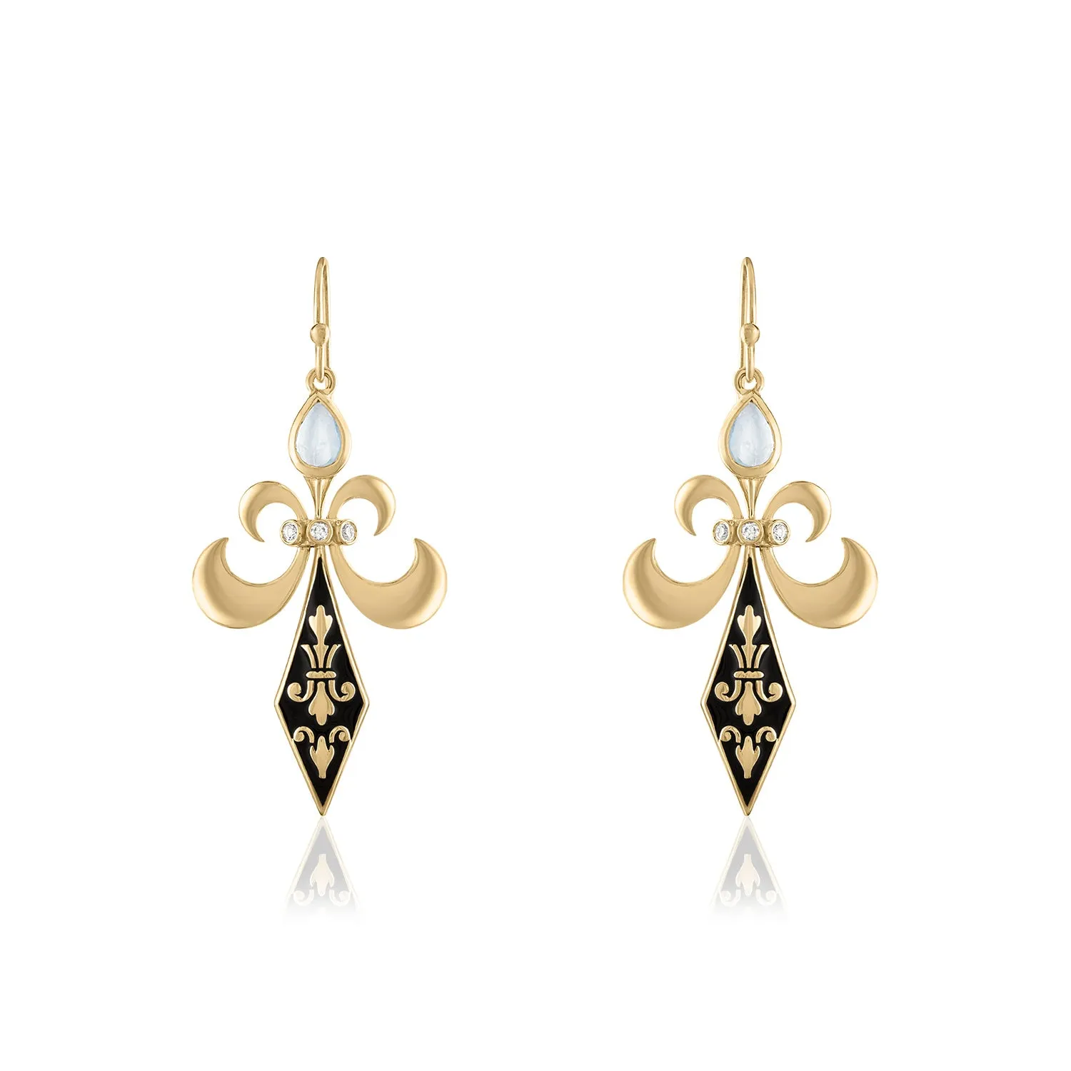 LILY FLEUR DE LIS SWORD DANGLE EARRINGS