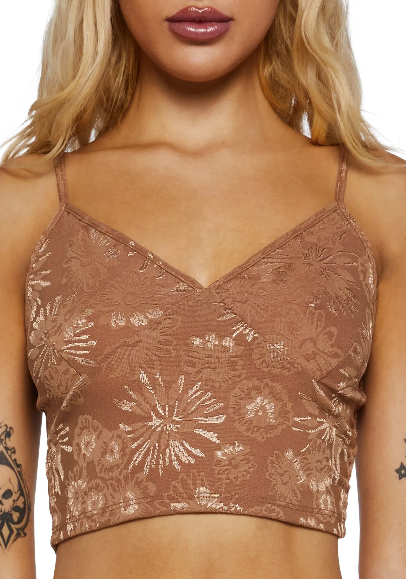 Little Tease Tank Top-Brown-