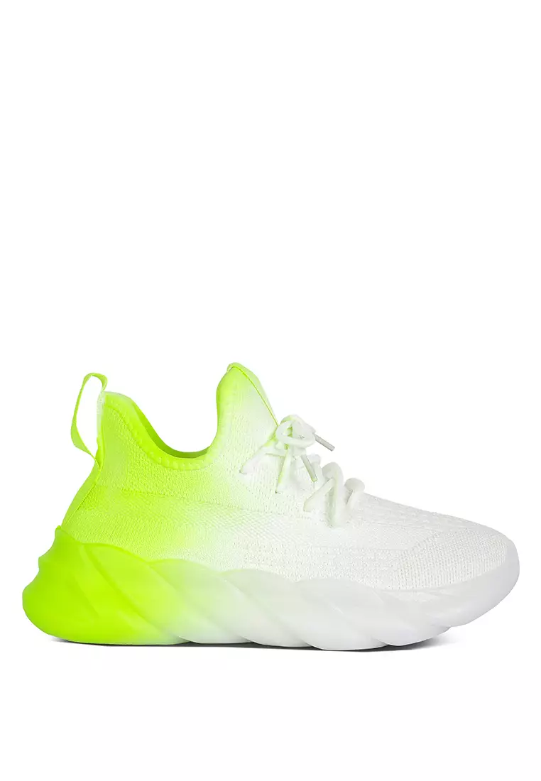 London Rag Neon Green Ombre Dip Knit Sneakers