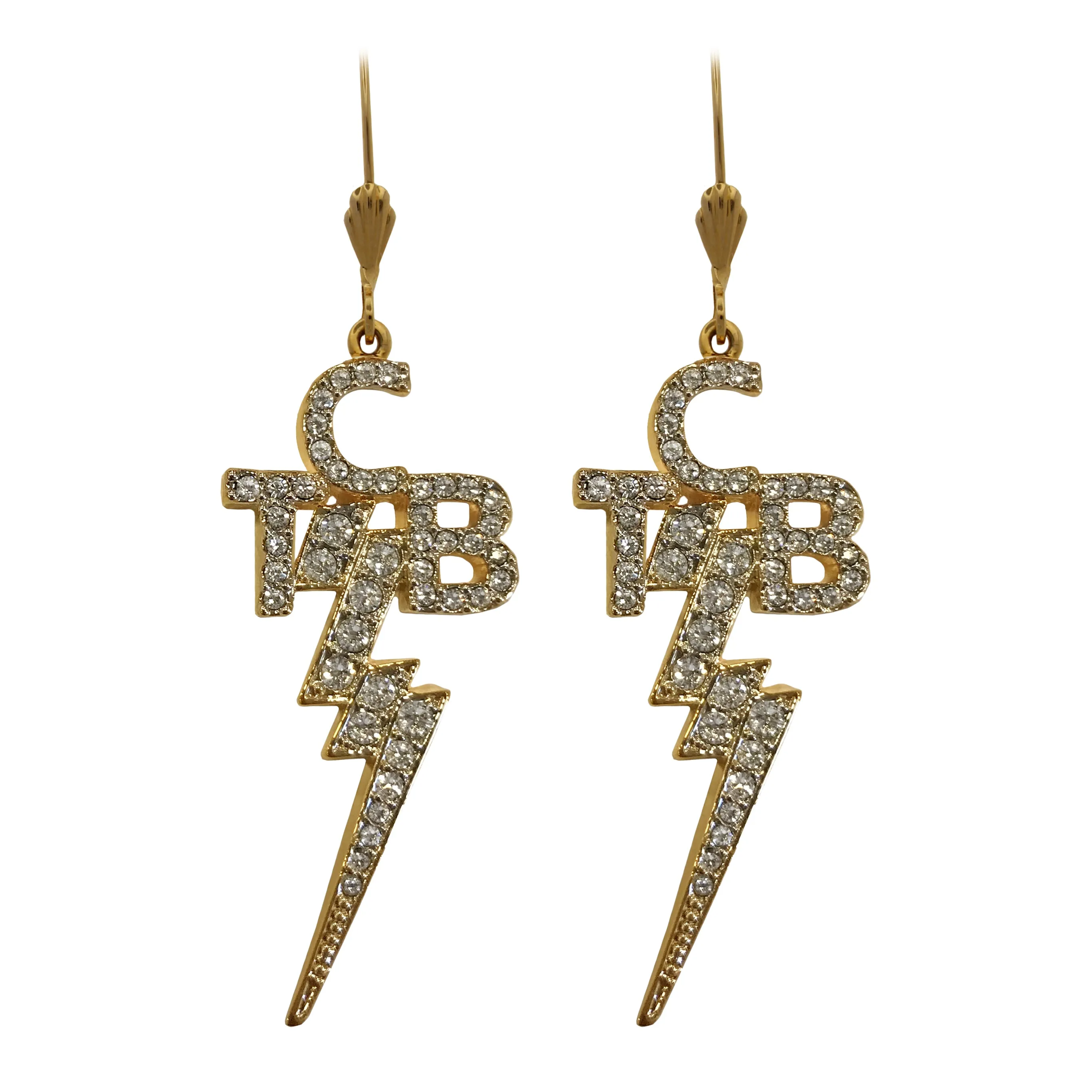 Lowell Hays Gold Plated Crystal TCB Earrings