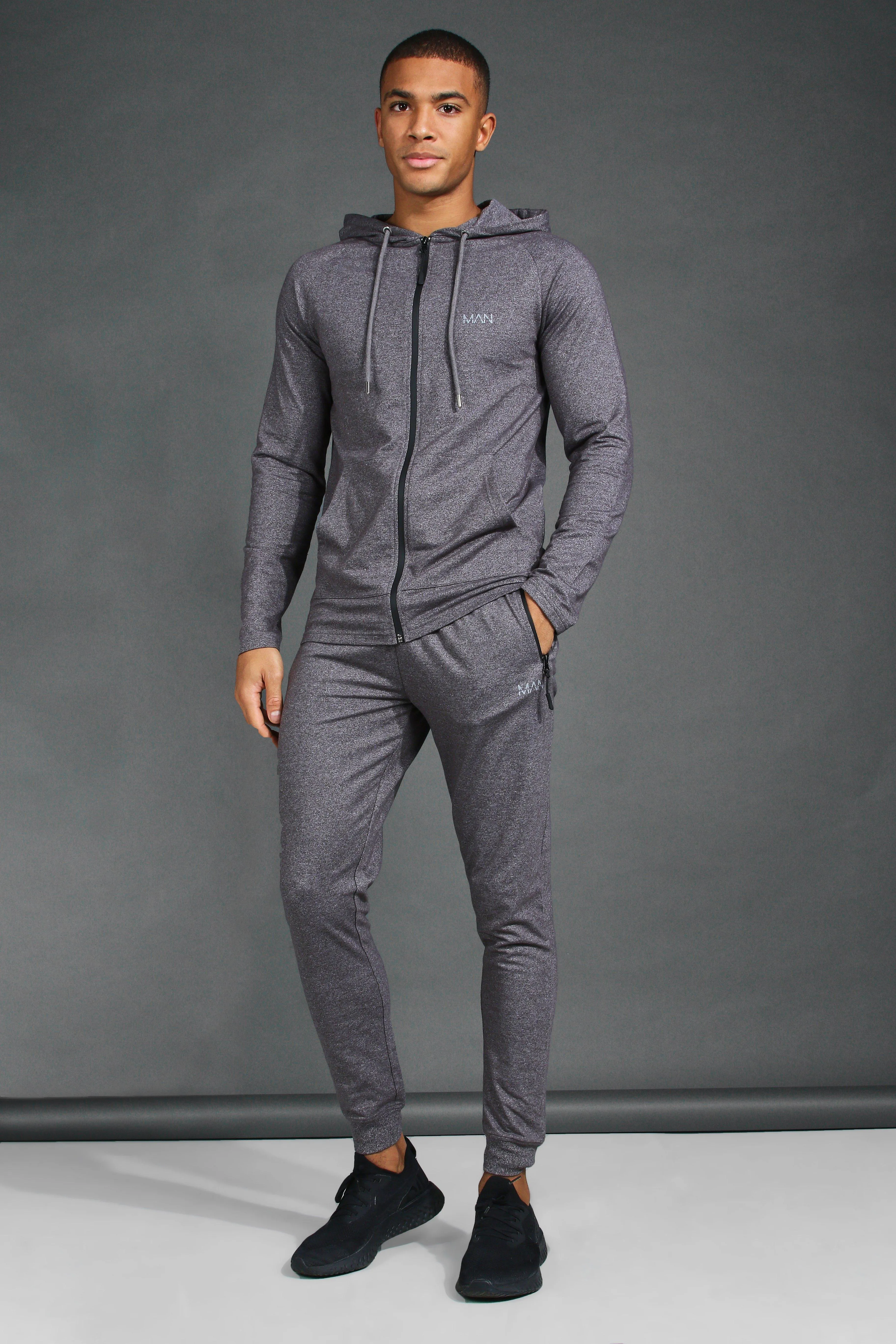 Man Active Gym Skinny Fit Hooded Tracksuit | boohooMAN UK