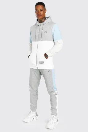 MAN Dash Colour Block Zip Through Tracksuit