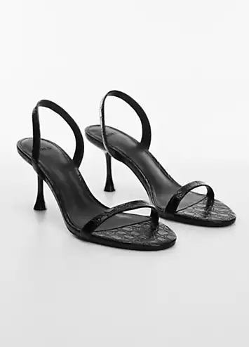 Mango Goru Black Croc-Effect Heeled Sandals | Grattan