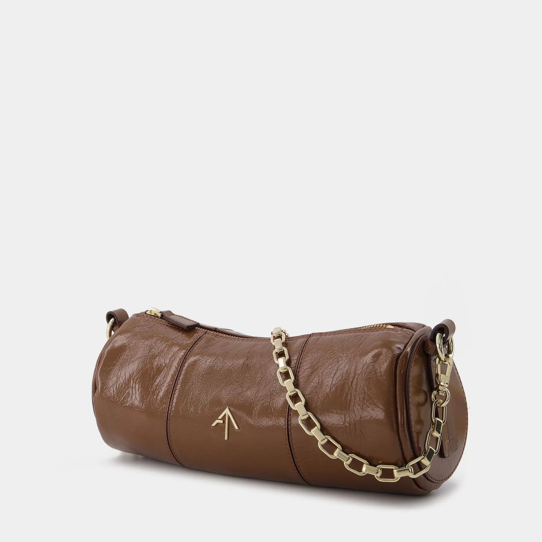 Manu Atelier  Cylinder Bag in Brown Leather