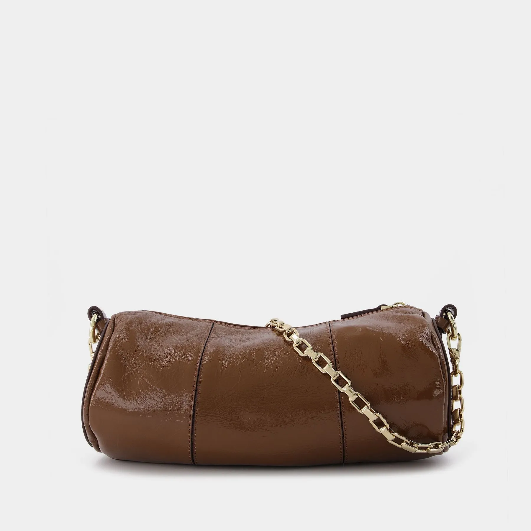 Manu Atelier  Cylinder Bag in Brown Leather