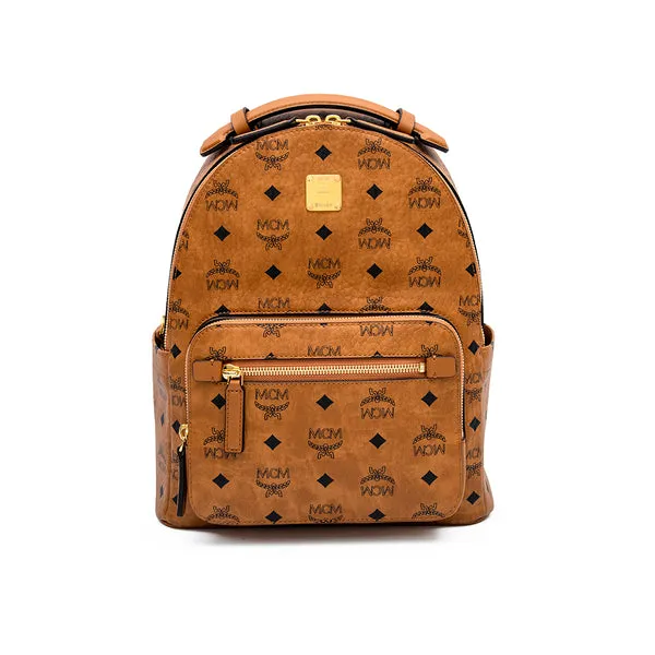 MCM Stark Visetos Backpack Bag Cognac  Mini