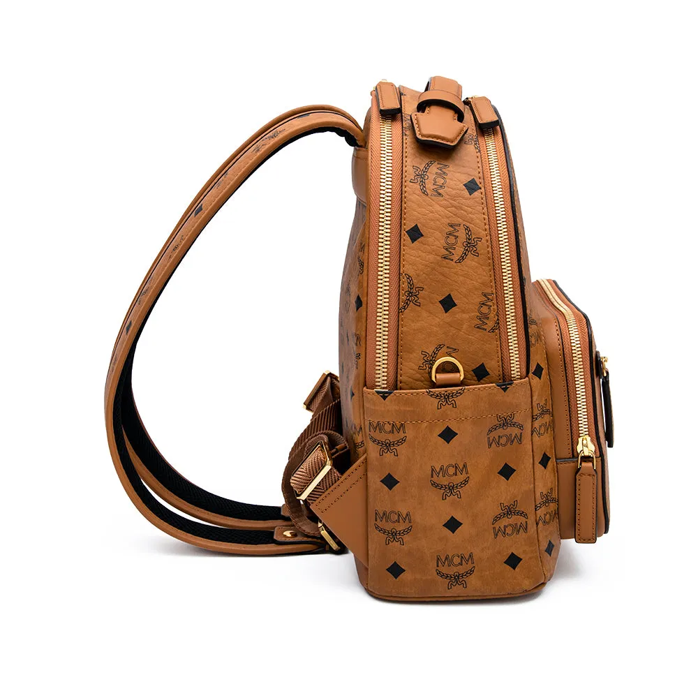 MCM Stark Visetos Backpack Bag Cognac  Mini