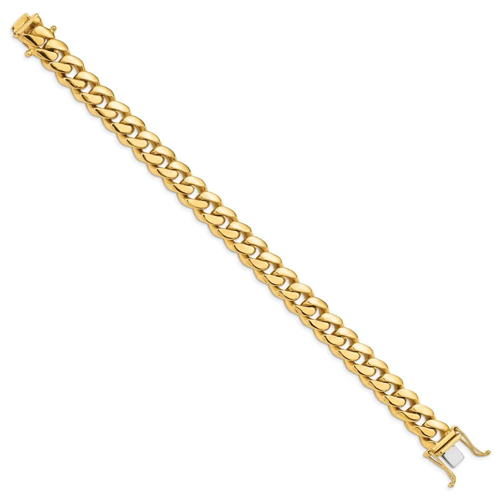 Mens 10.7mm 14K Yellow Gold Miami Cuban (Curb) Chain Bracelet, 8.25 In