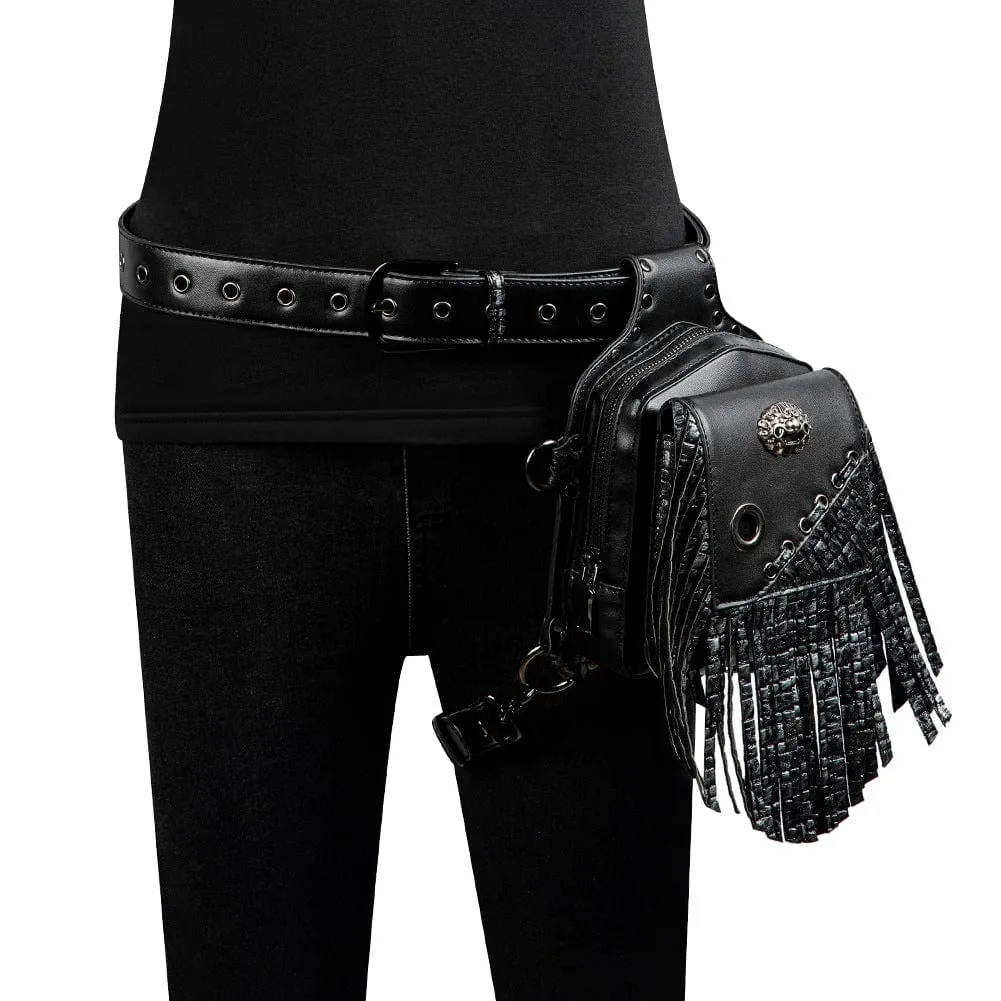 Men's Steampunk Tassels Faux Leather Waist Bag