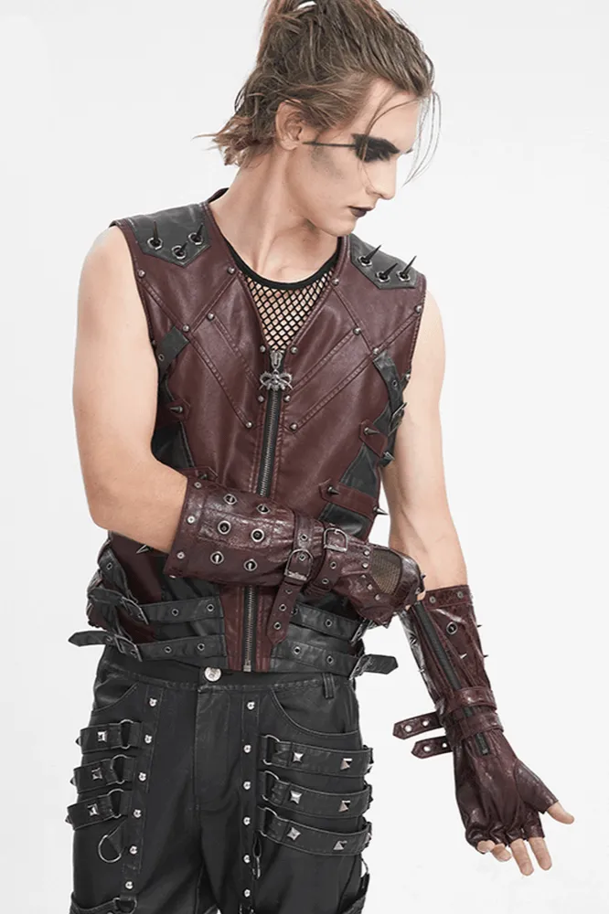 Men's Studded Steampunk Gloves with Metal Details