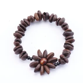 Mexican Coffee Bean Bracelet with Flower