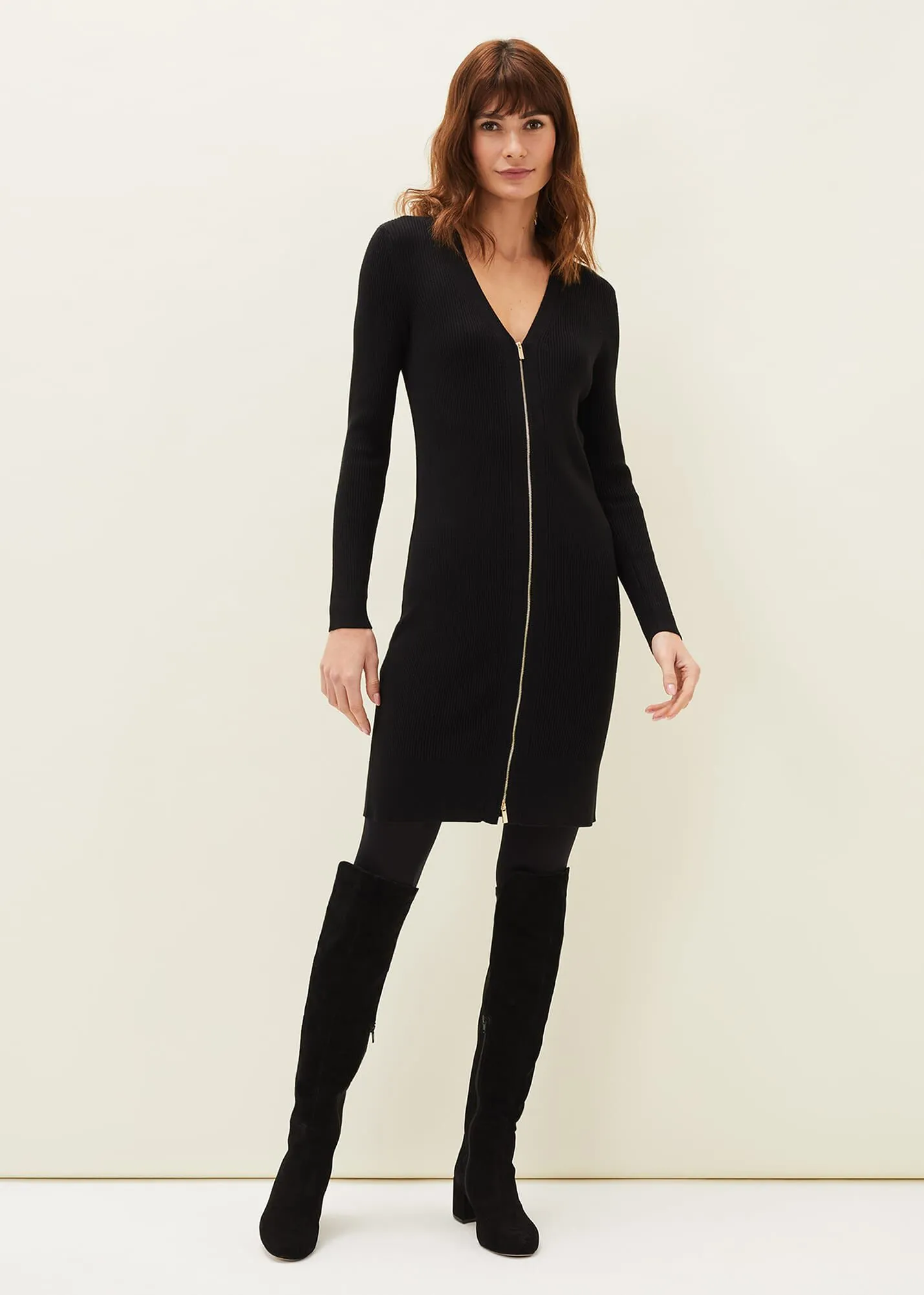 Milla Multiway Zip Ribbed Tunic Dress