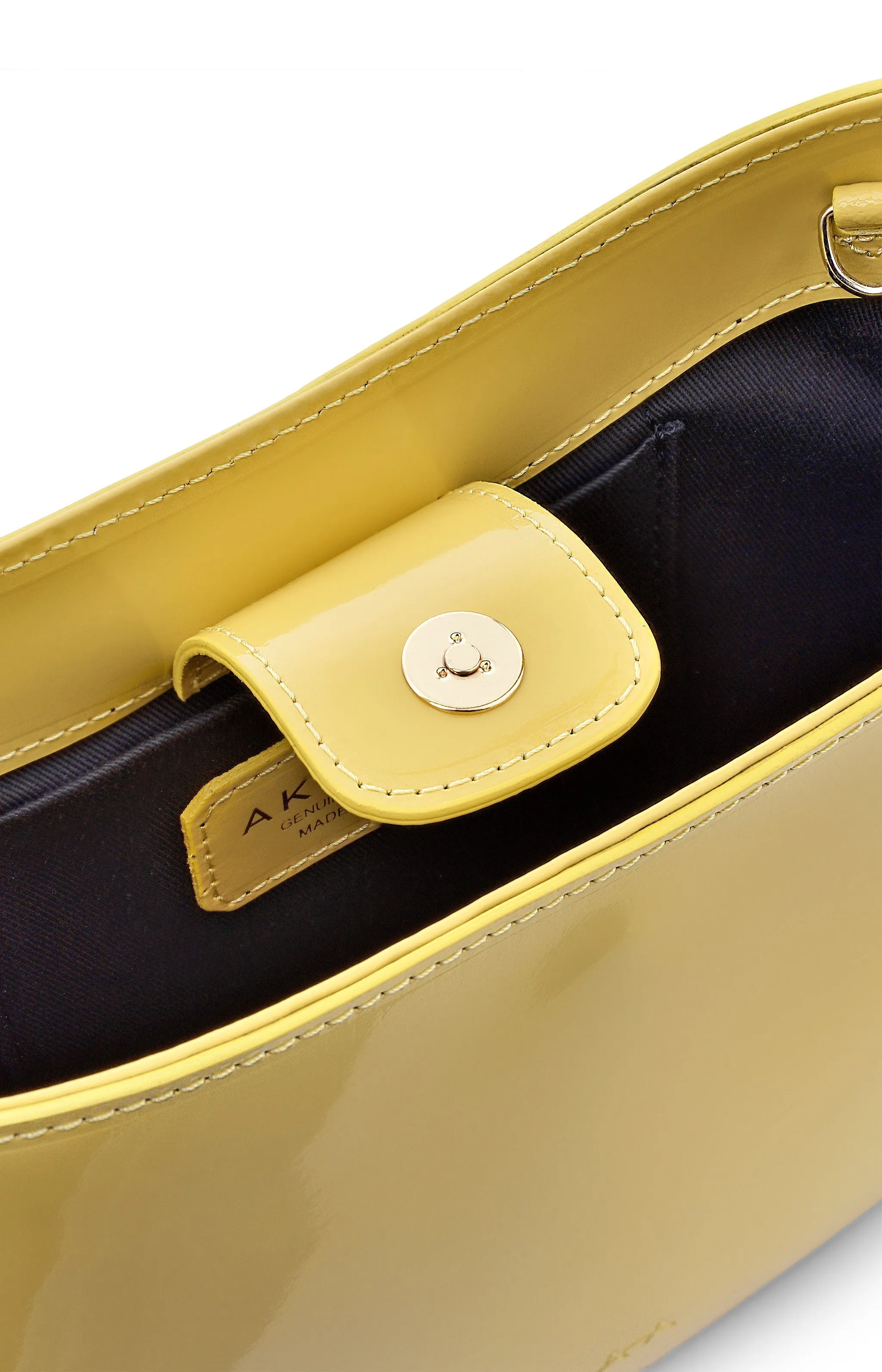 Mio Yellow Semi Patent Leather Shoulder Bag