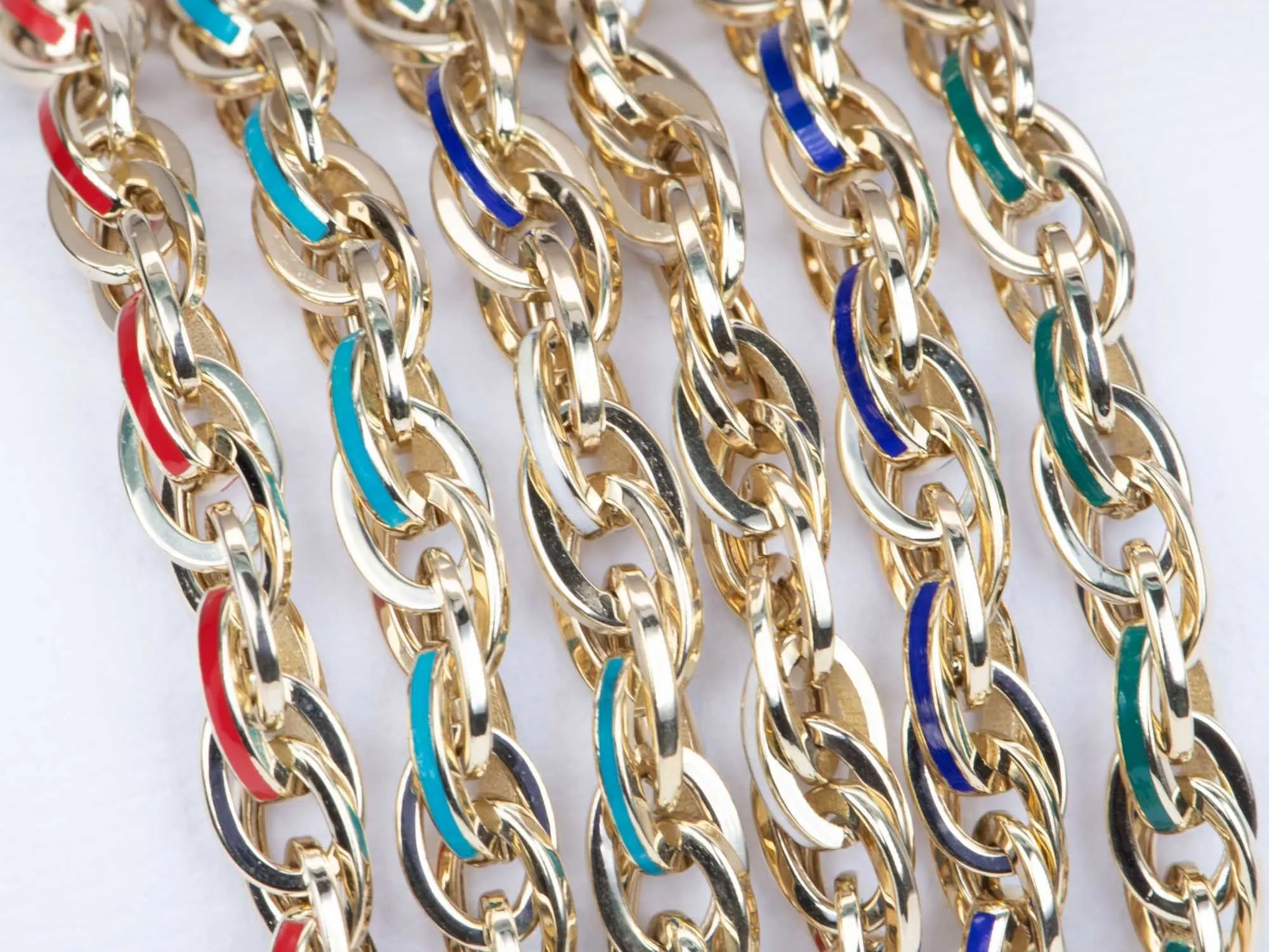 Mixed Link Bracelet with Bright Enamel 14K Gold 7.48-7.69g R2059