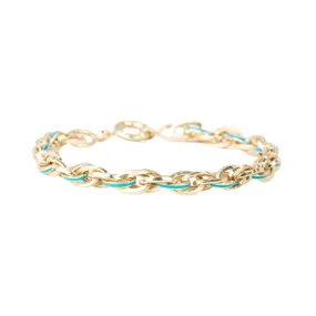 Mixed Link Bracelet with Bright Enamel 14K Gold 7.48-7.69g R2059