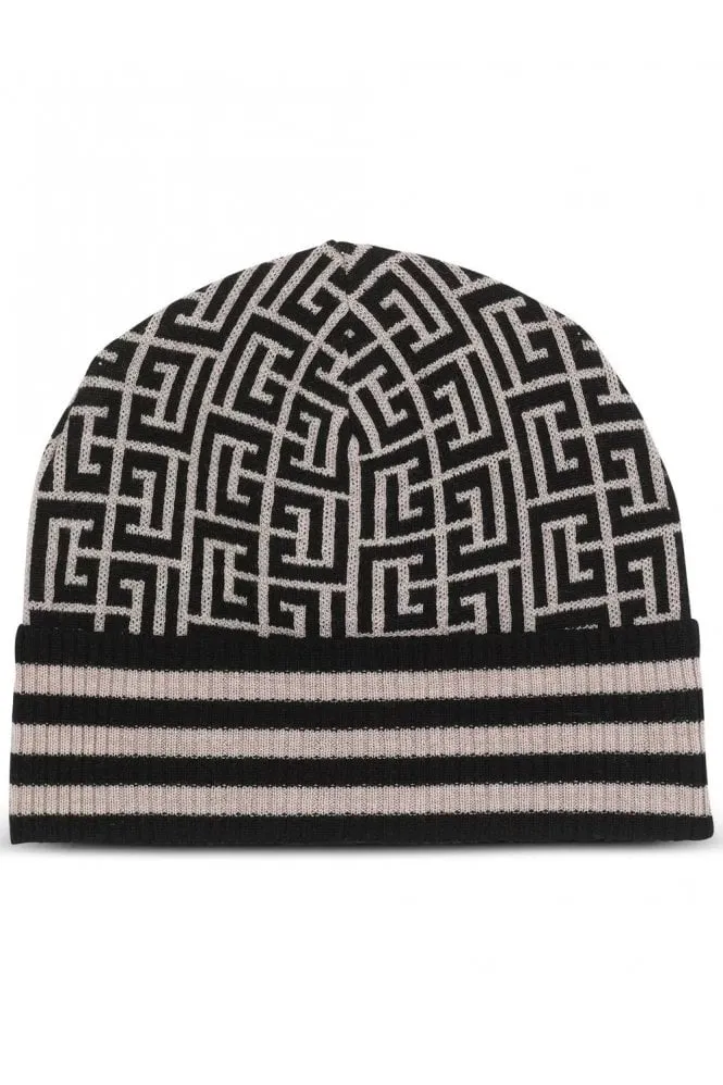 Monogram Merino Beanie Black