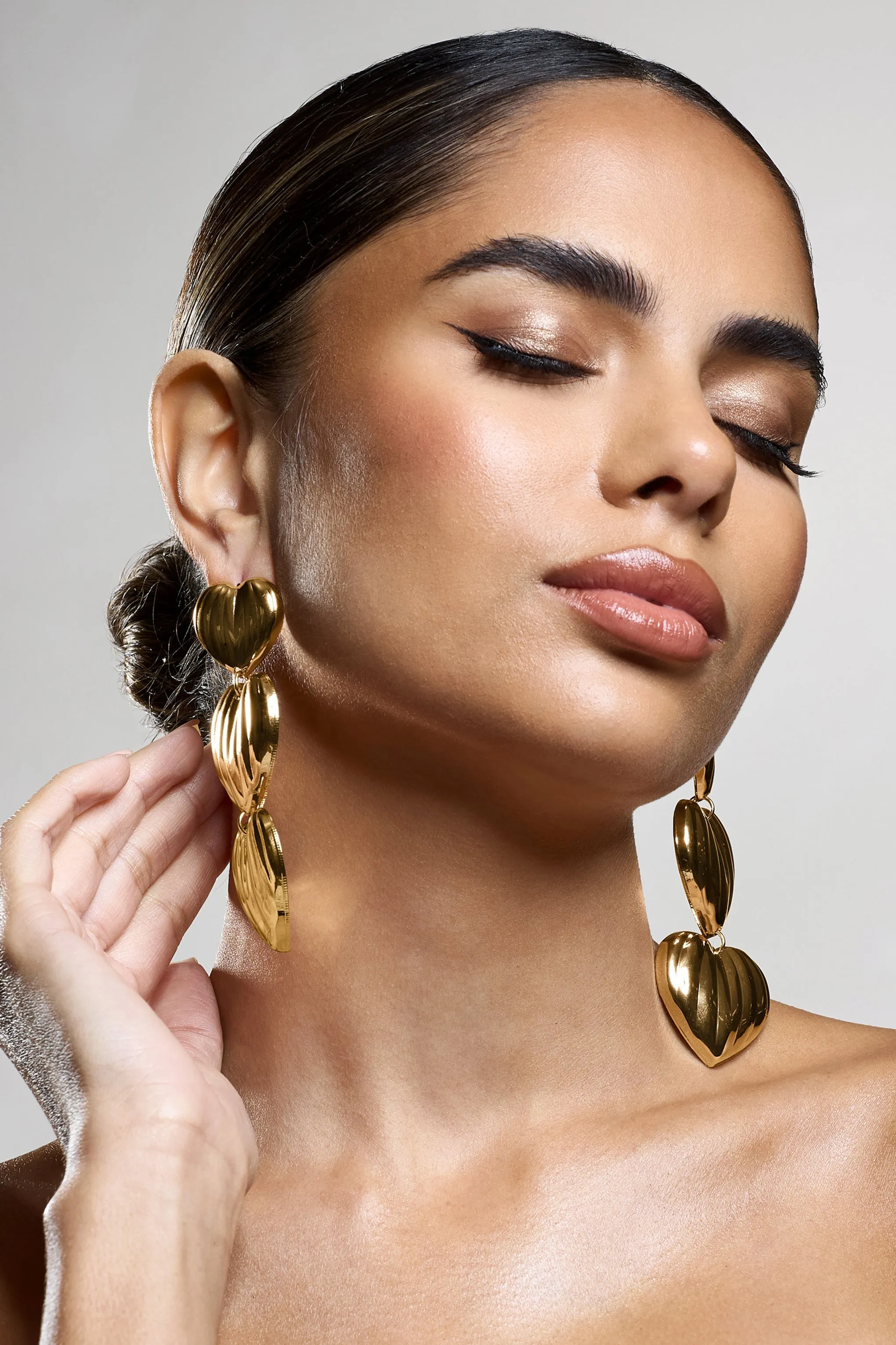 My Love | Gold Heart Dangle Earrings