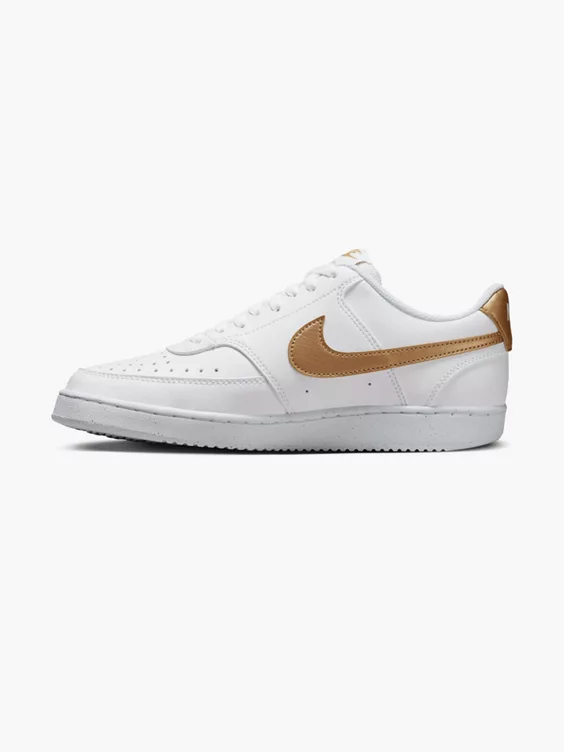 Nike  Nike White/ Gold Court Vision Low Lace-up Trainer