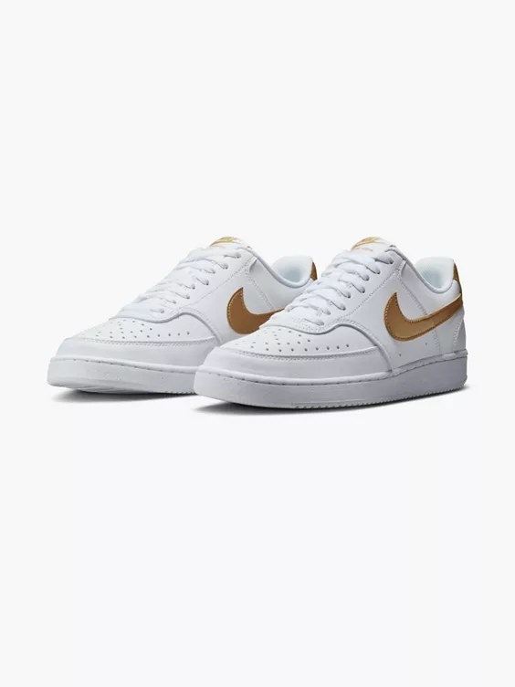 Nike  Nike White/ Gold Court Vision Low Lace-up Trainer