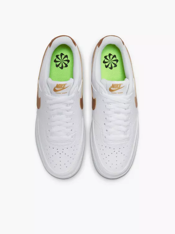 Nike  Nike White/ Gold Court Vision Low Lace-up Trainer