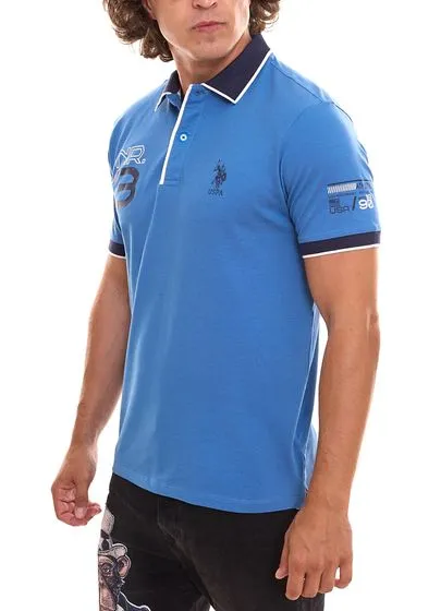 NOI. POLO ASSN. Polo manica corta, comoda polo da uomo con stampa frontale, camicia in cotone 197 65037 52520 138 blu