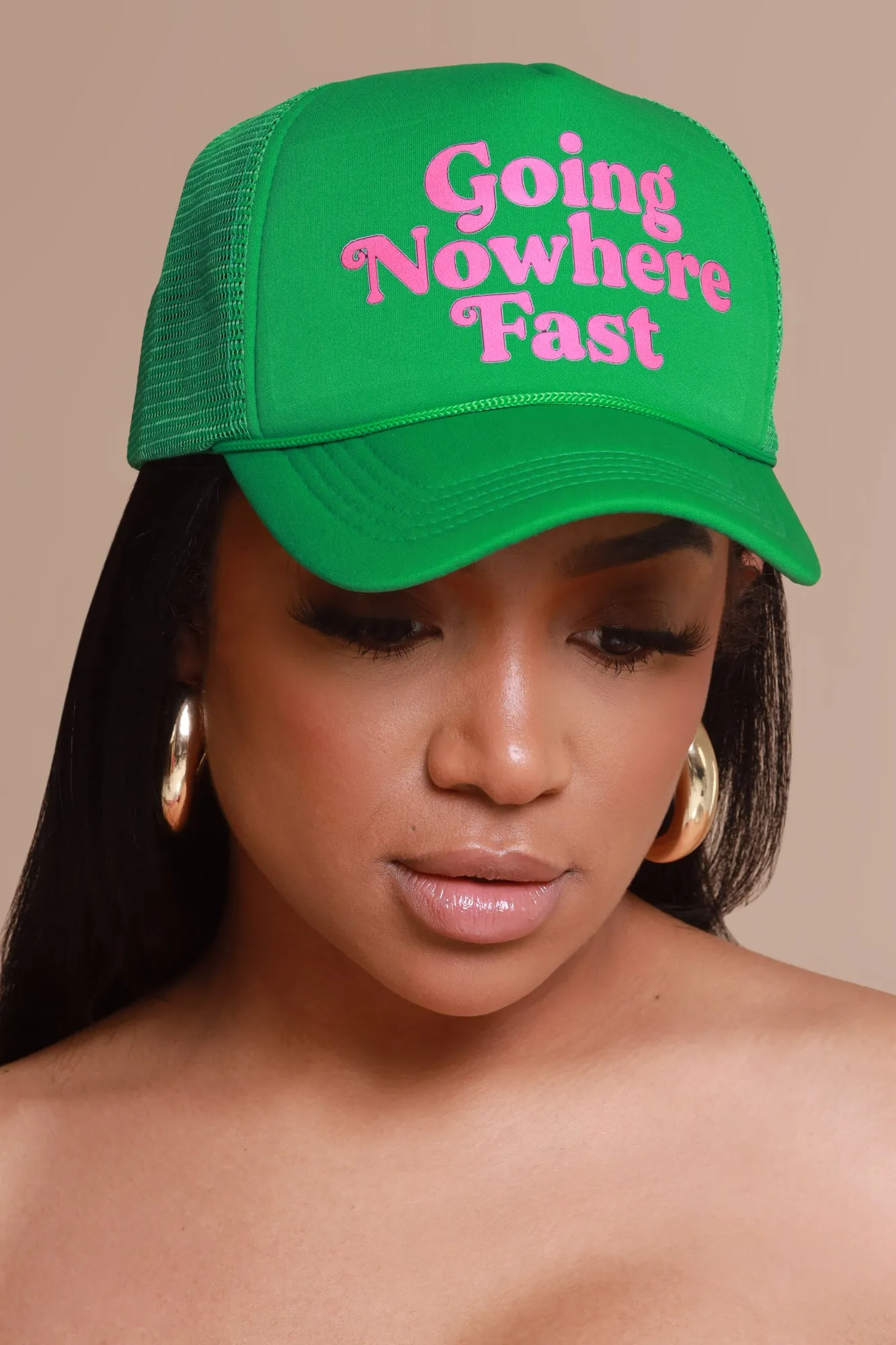 Nowhere Fast Graphic Trucker Hat - Green/Pink