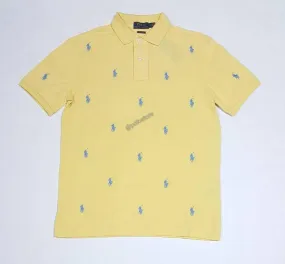 Nwt Polo Ralph Lauren Yellow Allover Small Pony Embroidered Classic Fit Polo