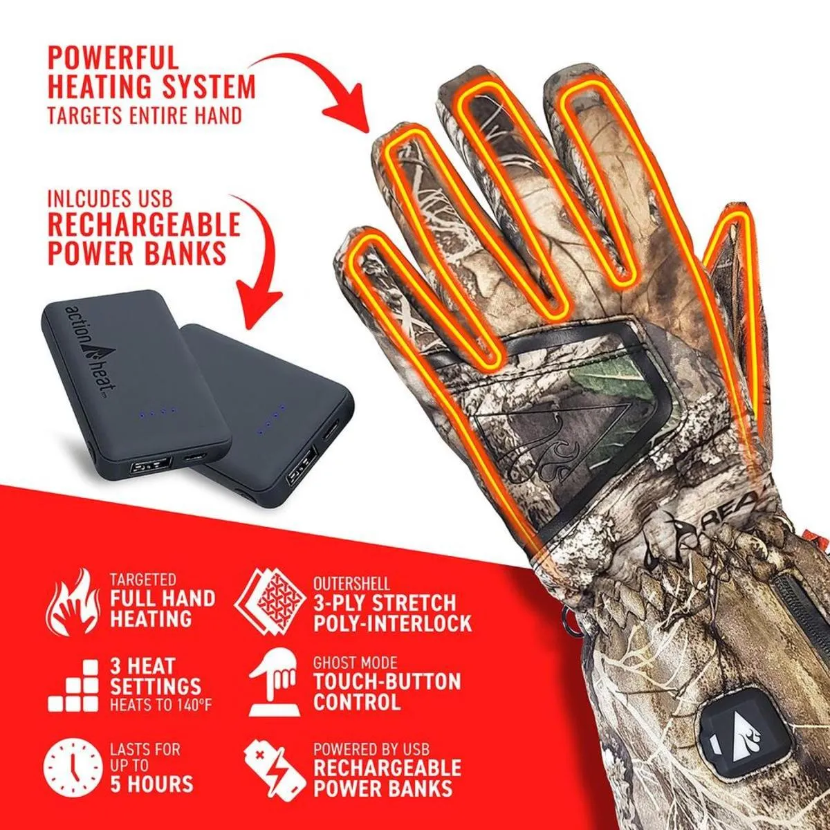 Open Box ActionHeat 5V Women's Battery Heated Hunting Featherweight Gloves