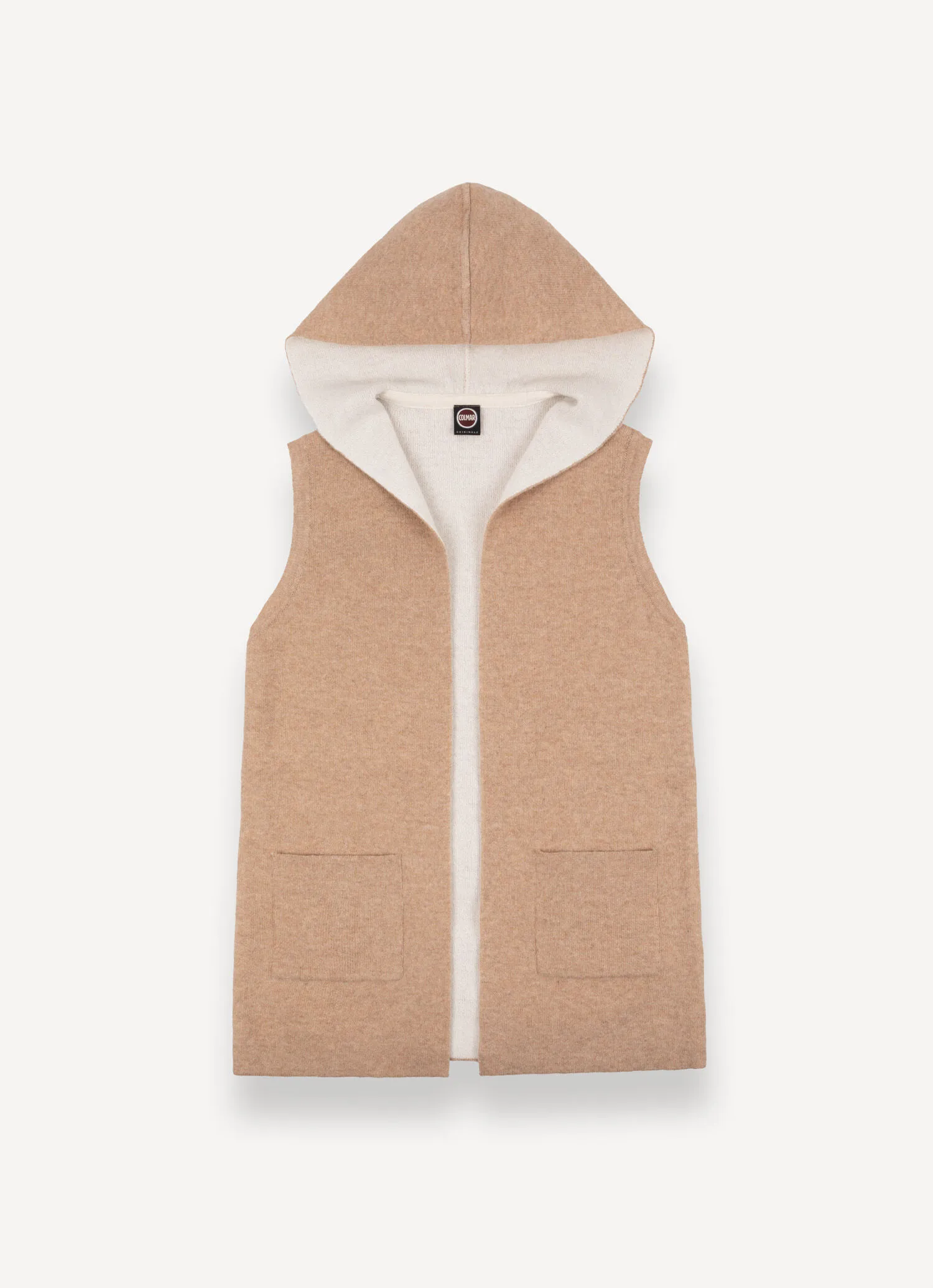 Open two-tone wool baize vest-