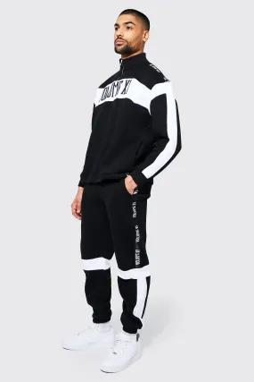 Oversized Half Zip Tape Detail Tracksuit