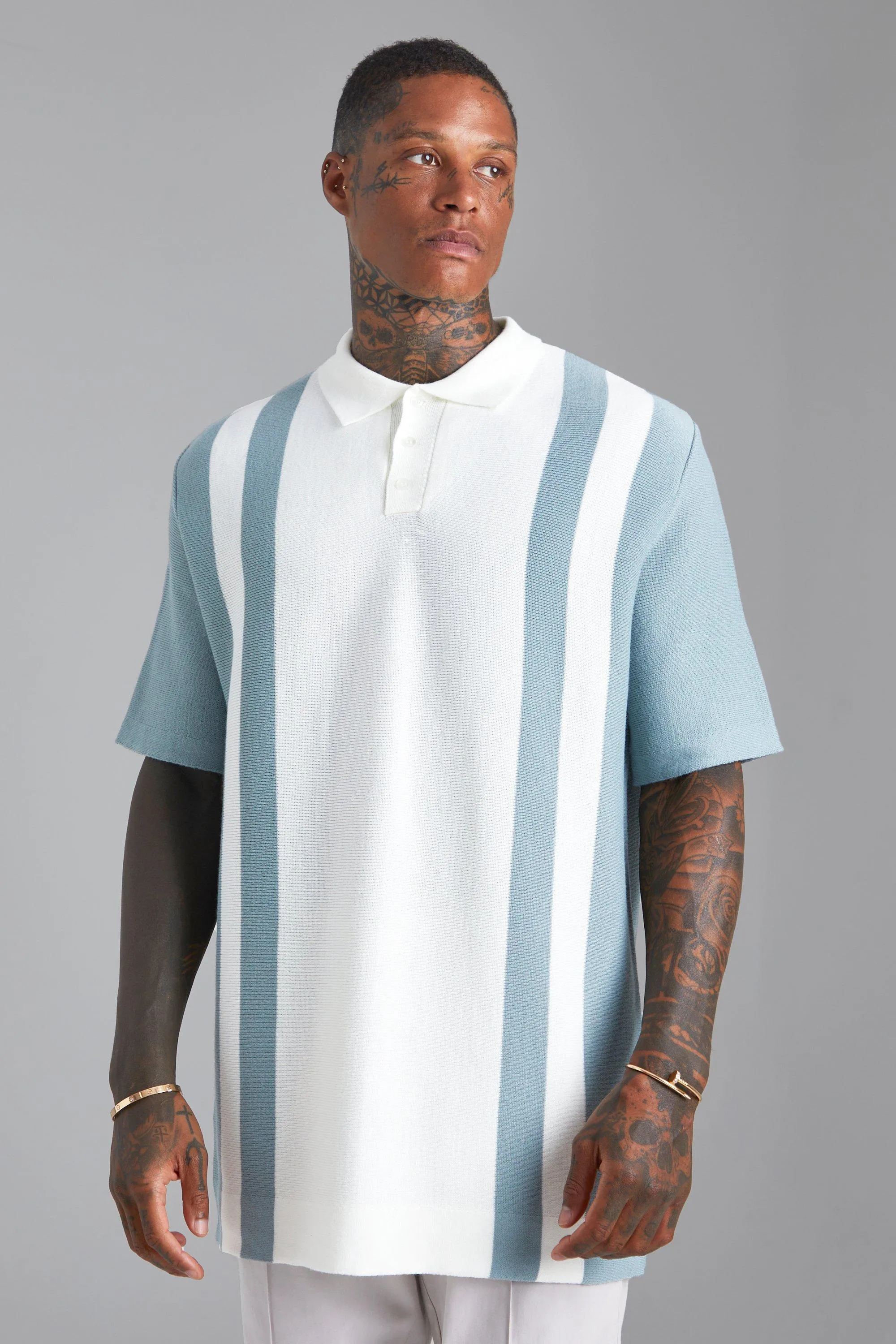 Oversized Knitted Colourblock Polo