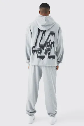 Oversized La Drip Print Hooded Tracksuit | boohooMAN UK