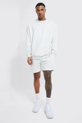 Oversized Man Sweatshirt Short Tracksuit | boohooMAN UK