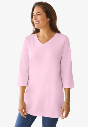 Perfect Three-Quarter Sleeve V-Neck Tunic