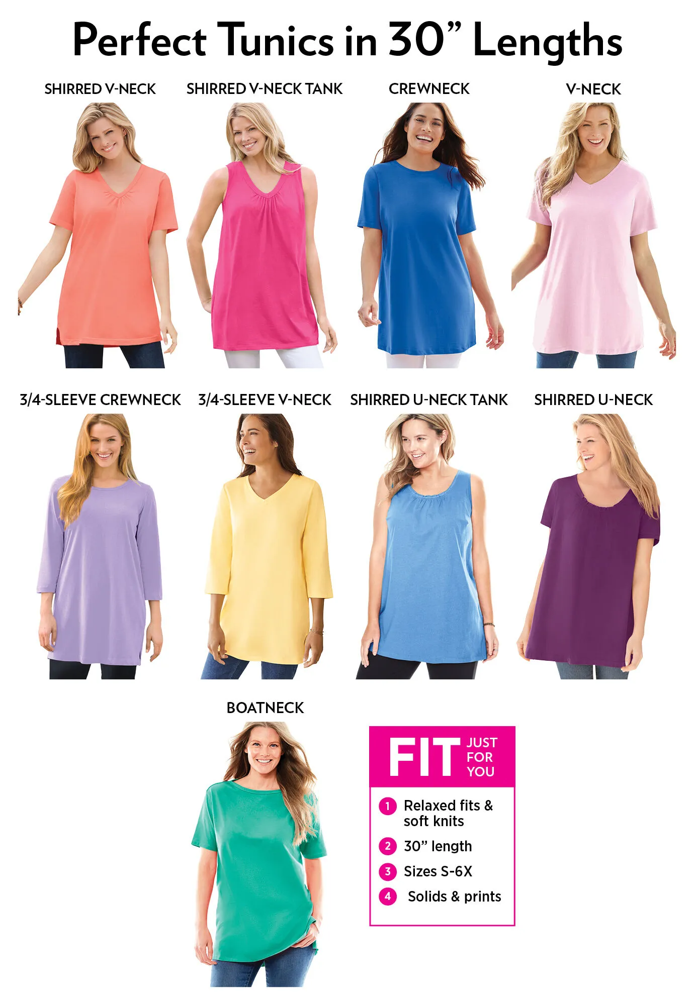 Perfect Three-Quarter Sleeve V-Neck Tunic