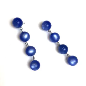 Periwinkle Moonglow Four-Bead Statement Earrings