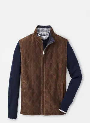 Peter Millar Reversible Suede Vest- Chocolate