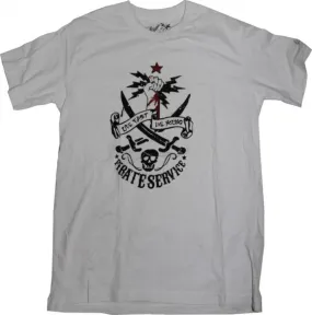 Pirate Service   Skateboard T-Shirt White/ Skull