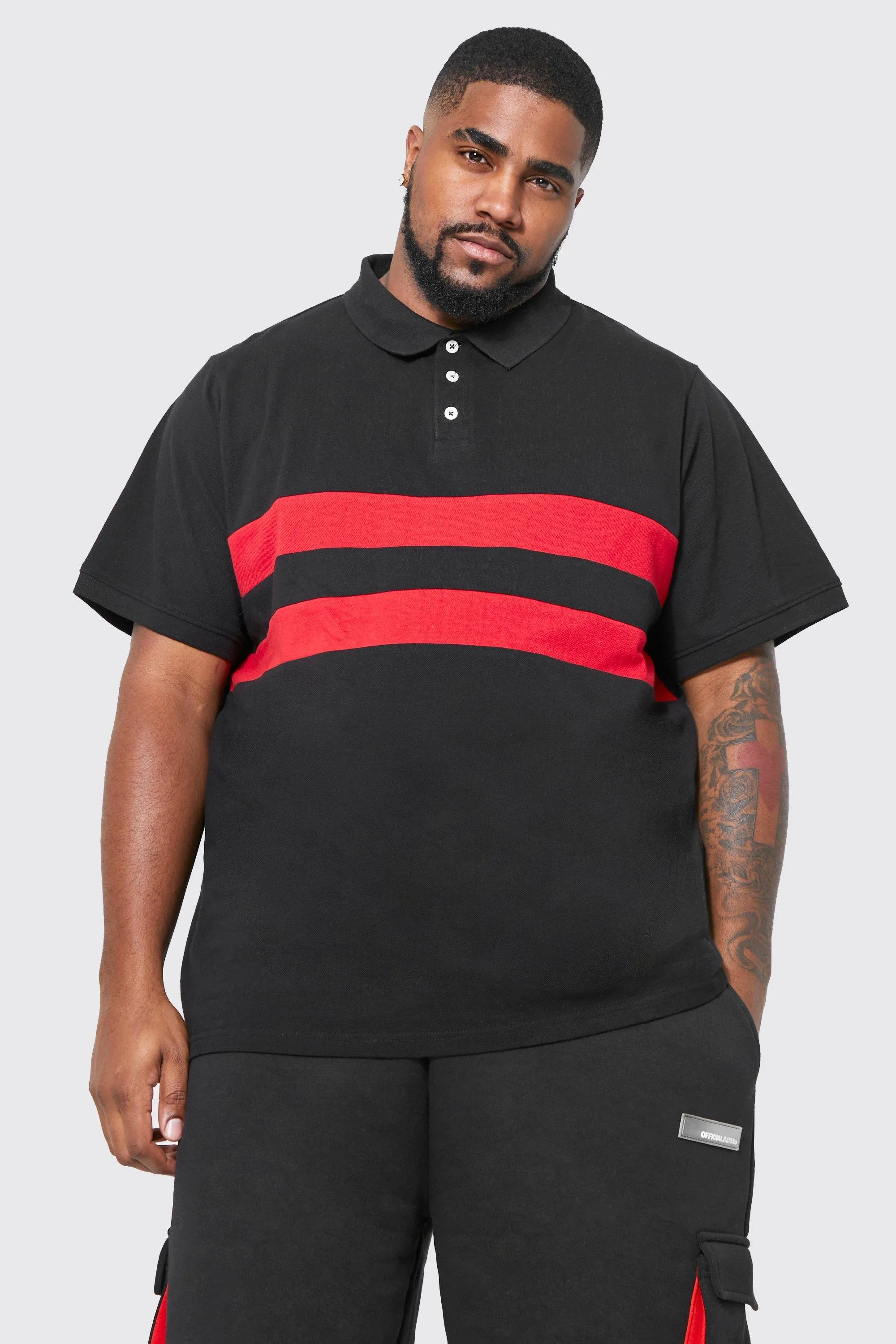 Plus Colour Block Polo