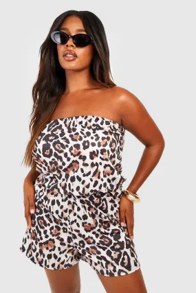 Plus Leopard Print Bandeau Beach Romper