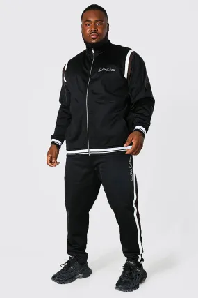 Plus Limited Funnel Neck Tricot Tracksuit | boohooMAN UK