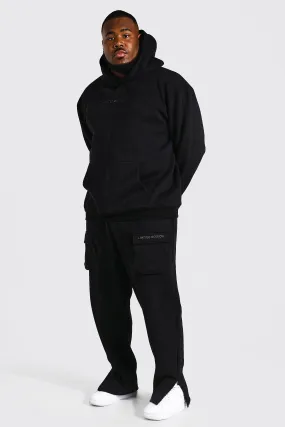 Plus Loose Limited Hooded Cargo Tracksuit | boohooMAN UK