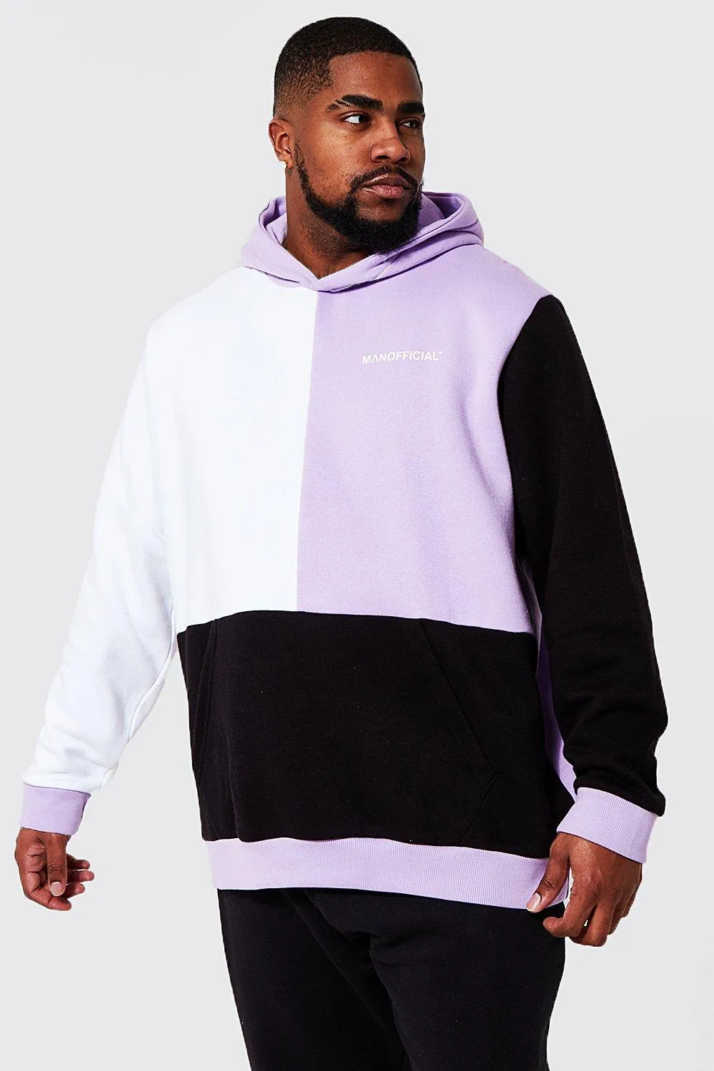 Plus Man Official Multi Colour Block Hoodie | boohooMAN UK